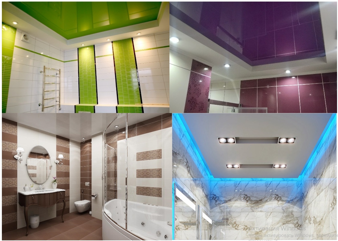 Дизайн натяжных потолков в ванной комнате
